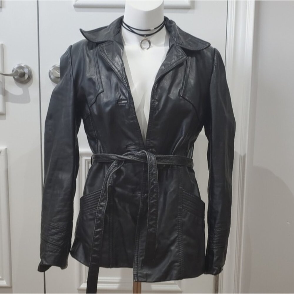 1980's Rare Berman's Leather Belted Jacket